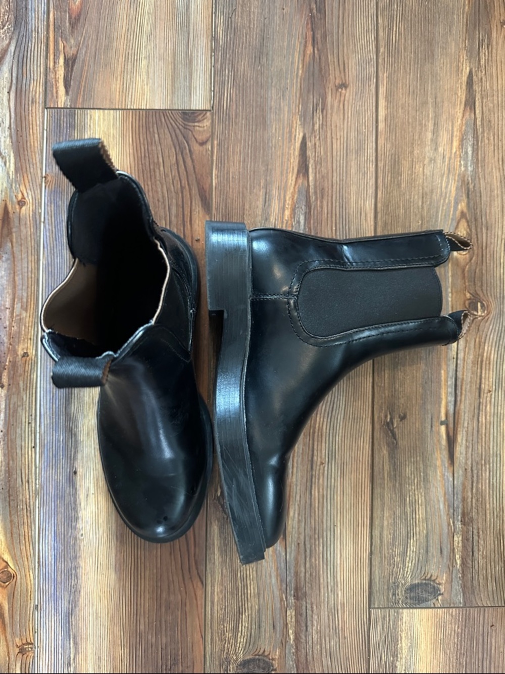 H&M Black Leather Chelsea Ankle Boots 6